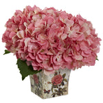 Nearly Natural Hydrangea with Floral Planter