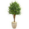 Nearly Natural 9700 4.5' Artificial Green Eucalyptus Tree in Sandstone Planter, UV Resistant (Indoor/Outdoor)