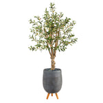 Nearly Natural T2451 5’ Olive Artificial Tree in Gray Tri-Pod Planter