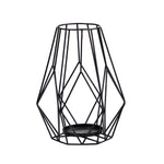 Nearly Natural 7142 13`` Geometric Black Metal Wire Tea Lantern Candle Holder
