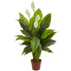 Nearly Natural 8319 42" Artificial Green Real Touch Spathiphyllum Plant in Brown Planter