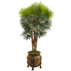 Nearly Natural 9466 5' Artificial Green Fan Palm Tree in Decorative Planter