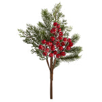 Nearly Natural 20`` Iced Pine and Berries Artificial Plant (Set of 6)
