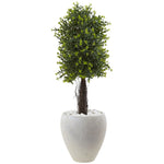 Nearly Natural 5963 40" Artificial Green Ixora Topiary Tree with White Planter, UV Resistant (Indoor/Outdoor)