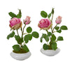 Nearly Natural 14`` Rose Artificial Arrangement in White Vase (Set of 2)