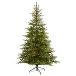 Nearly Natural 7` North Carolina Spruce Artificial Christmas Tree with 450 Clear Lights and 931 Bendable Branches