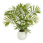 Nearly Natural 14``Mini Areca Palm Artificial Plant in White Planter