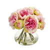 Nearly Natural Peony Artificial Arrangement in Vase