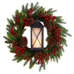 Nearly Natural W1271 28” Artificial Christmas Wreath with Lantern