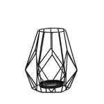 Nearly Natural 7143 11`` Geometric Black Metal Wire Tea Lantern Candle Holder