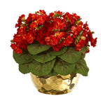 Nearly Natural 8720 11" Artificial Green & Red Violet Plant in Gold Vase