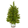 Nearly Natural 2` Providence Pine Artificial Christmas Tree in Decorative Planter with 35 Warm White Lights and 51 Bendable Branches