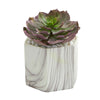 Nearly Natural 8304 8" Artificial Purple Echeveria Succulent Plant in Marble Vase