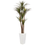 Nearly Natural 6.5` Giant Yucca Artificial Tree in White Planter UV Resistant