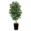 Nearly Natural T2567 5` Ficus Artificial Tree in Black Metal Planter