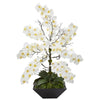 Nearly Natural A1367 35" Artificial White Mixed Phalaenopsis Orchid Arrangement in Black Vase