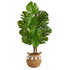 Nearly Natural T2921 4` Monstera Artificial Tree in Natural Cotton Woven Planter with Tassels