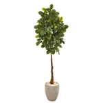 Nearly Natural 9571 69" Artificial Green Beech Leaf Tree in Sand Colored Planter