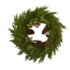Nearly Natural 26`` Cypress with Berries and Pine Cones Artificial Wreath