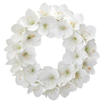 Nearly Natural 4257 24" Artificial White Amaryllis Wreath