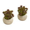 Nearly Natural P1168-S2 6" Artificial Green Sedum Succulent Plant in Stone Planter, Set of 2