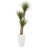 Nearly Natural 9607 74" Artificial Green Yucca Tree in White Tower Planter