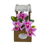 Nearly Natural 14`` Cattleya Orchid Artificial Arrangement in Tin Roof Planter
