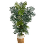 Nearly Natural T2963 6.5` Golden Artificial Palm Tree in Natural Jute and Cotton Planters