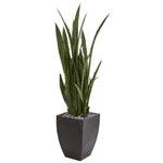 Nearly Natural 9495 4.5' Artificial Green Sansevieria Plant in Black Planter