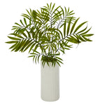 Nearly Natural 18``Mini Areca Palm Artificial Plant in White Planter