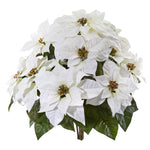 Nearly Natural 6271-S2 24" Artificial White & Green Poinsettia Plant, (Set of 2)