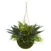 Nearly Natural 4285 Artificial Green Agave & Maiden Hair Plant in Hanging Basket Indoo/Outdoor