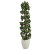 Nearly Natural T2173 5` English Topiary Spiral Artificial Tree in White Planters