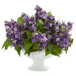 Nearly Natural Lilac Artificial Arrangement in White Vase