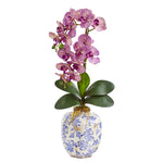 Nearly Natural 25`` Phalaenopsis Orchid Artificial Arrangement in Decorative Vase
