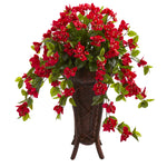 Nearly Natural 8185 33" Artificial Red Bougainvillea Plant in Stand Colored PlanterPlanter