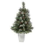Nearly Natural T2258 3.5’ Snowed French  Mountain Pine Artificial Christmas Tree
