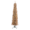 Nearly Natural 6` Champagne Pencil Artificial Christmas Tree with 300 (multifunction) Clear LED Lights and 518 Bendable Branches