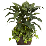 Nearly Natural 4` Double Bird of Paradise w/Vase & Pothos Silk Plant