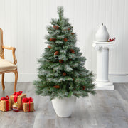 Nearly Natural T2264 4’ Snowed French Mountain Pine Artificial Christmas Tree