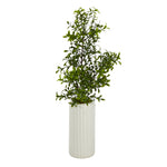 Nearly Natural 20``Boxwood Artificial Plant in White Planter