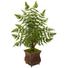 Nearly Natural 5654 3' Artificial Green Ruffle Fern Palm Tree in Metal Planter