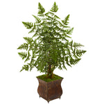 Nearly Natural 5654 3' Artificial Green Ruffle Fern Palm Tree in Metal Planter