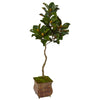 Nearly Natural 9656 58" Artificial Green & Yellow Magnolia Tree in Metal Planter