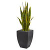 Nearly Natural 9431 41" Artificial Green Sansevieria Plant in Black Planter