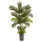 Nearly Natural T1235 5.5' Artificial Green Areca Palm Tree in Vintage Metal Planter