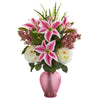 Nearly Natural 1595 Artificial Mixed Flowers Arrangement in Rose Vase