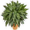 Nearly Natural 8414 29" Artificial Green Silver King Plant in Terra Cotta Planter