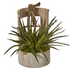 Nearly Natural 8836 12" Artificial Green Aloe Plant in Faucet Planter
