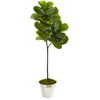 Nearly Natural T1116 5' Artificial Green Fiddle Leaf Tree in Tin Bucket